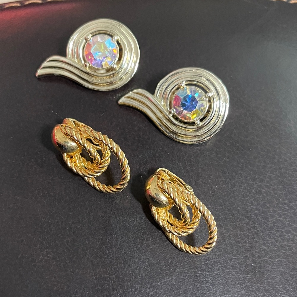 Sarah Coventry Earrings Silver and Gold, Set of 2!